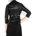 thumbnail image 2 of Noora Women's Black Notched collar cinched black Biker Leather jacket ST0233, 2 of 3