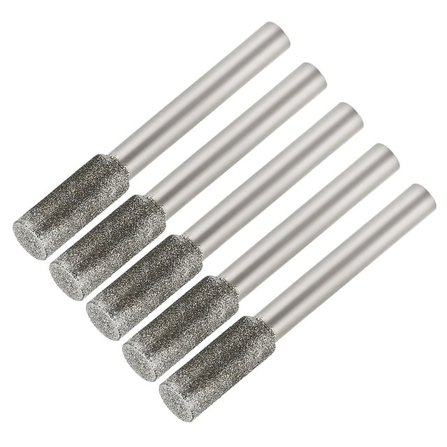 Brocas de Diamante para Pulido para Herramienta Rotativa con Vástago de 1/4 Pulgadas, Cilíndricas, 150 Granos, 5 Pcs