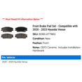 thumbnail image 2 of Front Brake Pad Set - Compatible with 2020 - 2023 Hyundai Venue 2021 2022, 2 of 2