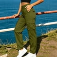 thumbnail image 6 of Sentuca Cargo Pants for Women High Waisted Wide Leg Pants Solid Color Casual Hiking Travel Trousers with Multi Pockets Army Green XL, 6 of 7