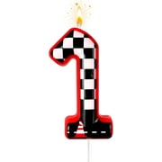 Black and White Plaid Digital Birthday Candles, Racing Theme Party Cake Decoration, Suitable for Cartoon Cars Theme (1)