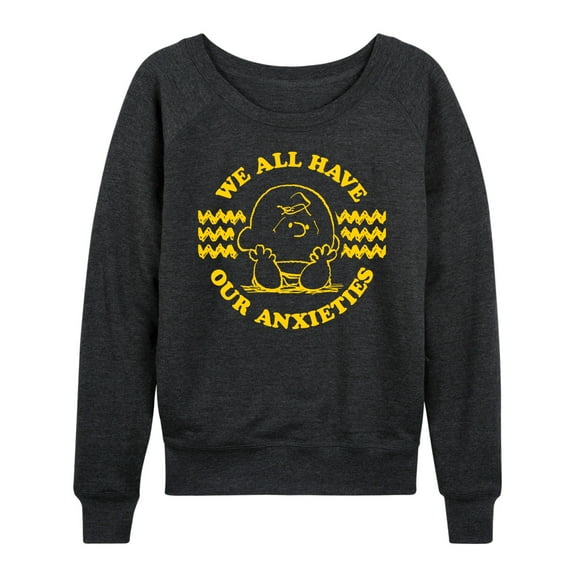Peanuts - We All Have Our Anxieties - Women's Lightweight French Terry Long Sleeve Shirt