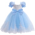 thumbnail image 2 of Girls Royal Blue Princess Dress with Crown, Sparkly Lace Ball Gown Halloween Fancy Dress Up Costume for Kids 4-9 Years, 2 of 7