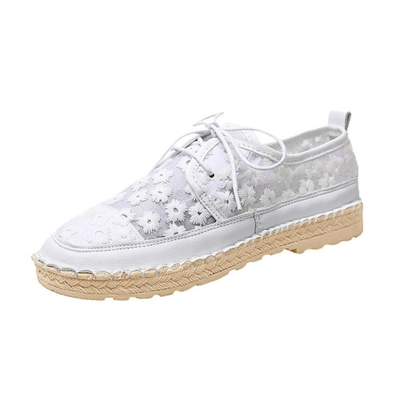 YLYL Fashion Platform Sneakers for Women Flower Embroidered Lace Breathable Lace up Casual Leather Slip on Walking Shoes Loafers