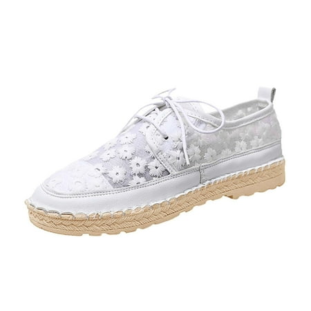

nsendm Female Shoes Adult Womens Casual Shoes Size 9 1/2 Mesh Casual Low-Top Lace Lace Flower Women s casual shoes Womens Shoes Casual Sandals White 6.5