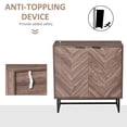 thumbnail image 6 of HOMCOM Sideboard Buffet Cabinet, Chevron Double Door Kitchen Cabinet, Accent Cabinet with Adjustable Shelf, Walnut, 6 of 6