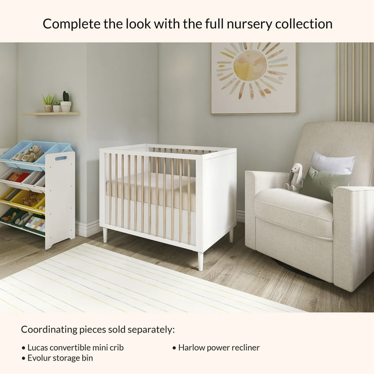 mini crib with dresser Mid-Century Crib and 6 Drawer Dresser Nursery Set in Hazelnut