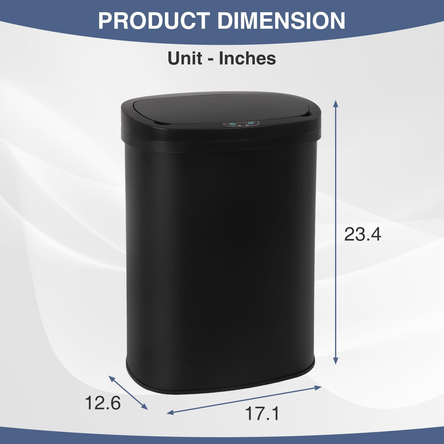 PayLessHere 13Gal Touchless Trash Can - Stainless Steel Auto Lid for Kitchen，Black