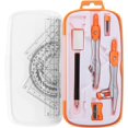 thumbnail image 1 of 10-Piece Math Geometry Kit for Students - Shatterproof Storage Case Included | Ruler, Protractor, Compass, Eraser, Pencil Sharpener, Refills (2 Packs), Pencil & Drawing Tool，Orange, 1 of 6
