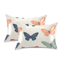 Yayeee Pillowcase King Size Set of 2 Satin Wrinkle Resistant Pillow Case, Orange Butterflies
