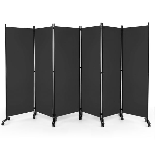 Costway Biombo de 6 Paneles Separador de Ambientes Plegable con Ruedas Bloqueables Divisor para Salón y Dormitorio 334,5 x 30 x 172 cm