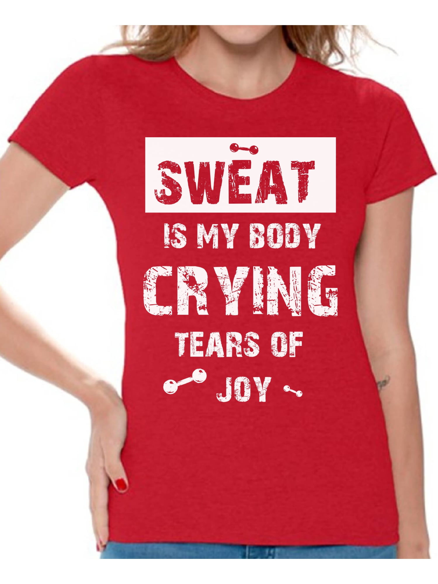 Funny Gym Shirts for Women Sweat is My Body White Ladies Tee Shirt ...