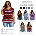 thumbnail image 2 of Enridrech S-5XL Womens Plus Size T Shirt Tops Fashion Casual Loose V Neck Striped Tee Half Sleeve Shirts Clothes, 2 of 7