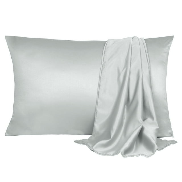 Unique Bargains Luxury Satin Pillowcase Cool Silk Pillow Case Cover 2pcs