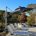 thumbnail image 2 of PURPLE LEAF 10FT Deluxe Round Solar Powered LED Patio Umbrella with Base, Large Offset Cantilever Umbrella with 360° Rotation, Navy Blue, 2 of 15