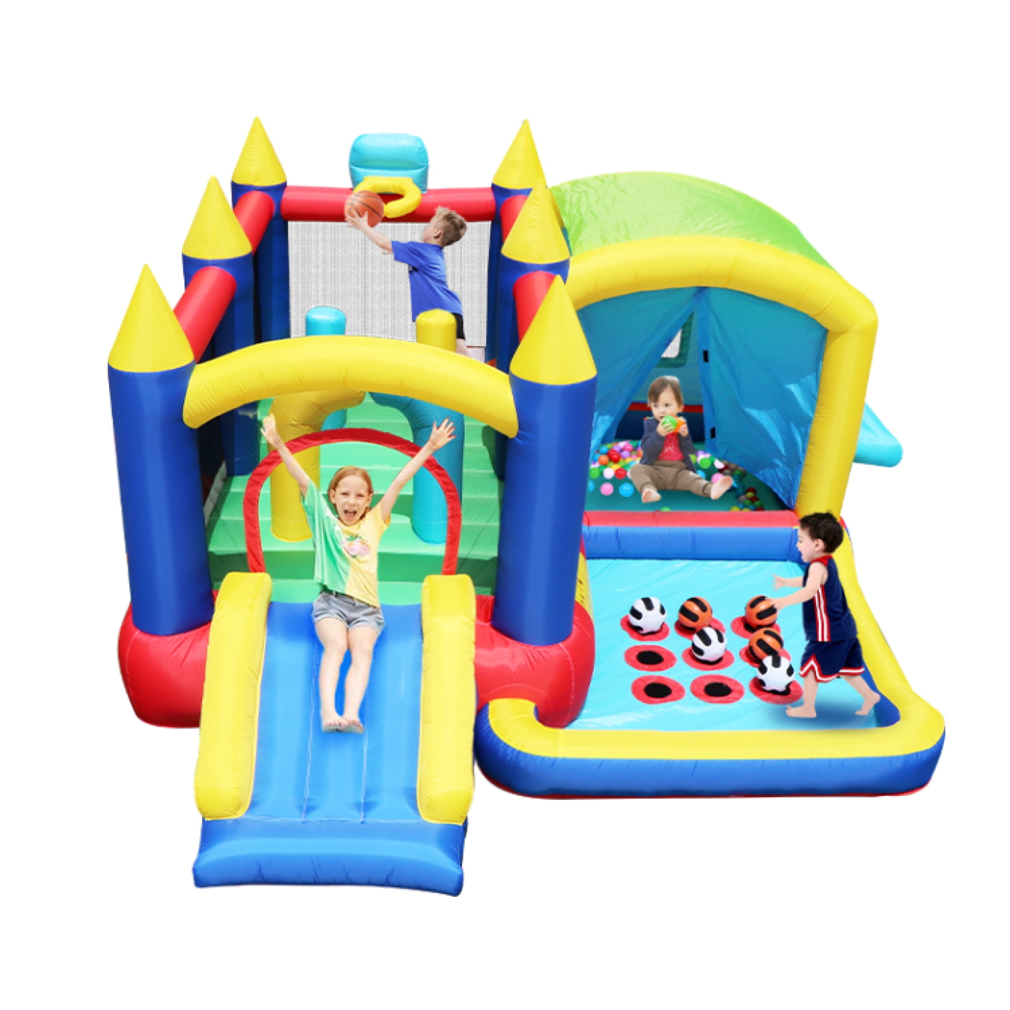 Leumius Bounce House,7 in 1 Inflatable Bounce with Blower and Ball Pit,Indoor Outdoor Party Family Fun