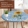 thumbnail image 4 of Light Blue Sunshine Sunflower Round Tablecloth, Fitted Table Cover with Elastic for 55"-60" Round Tables, Pastoral Bees Farmhouse Floral Table Cloth Outdoor Dinning Party Waterproof Tablecloths, 4 of 7
