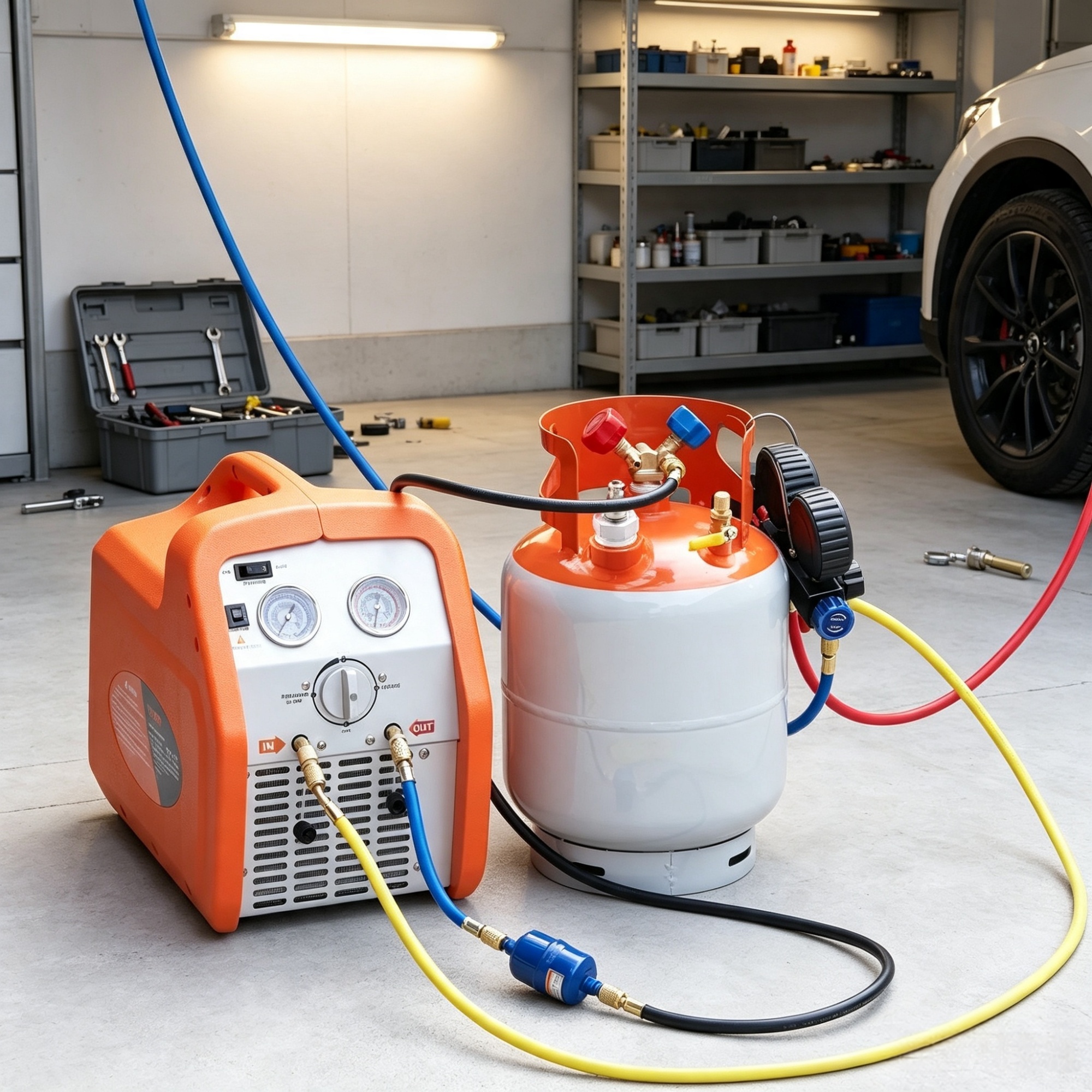 30 lb. Refrigerant Recovery Tank with Float Switch & ¼ to ½ Adaptor (Only Refrigerant Recovery Tank)