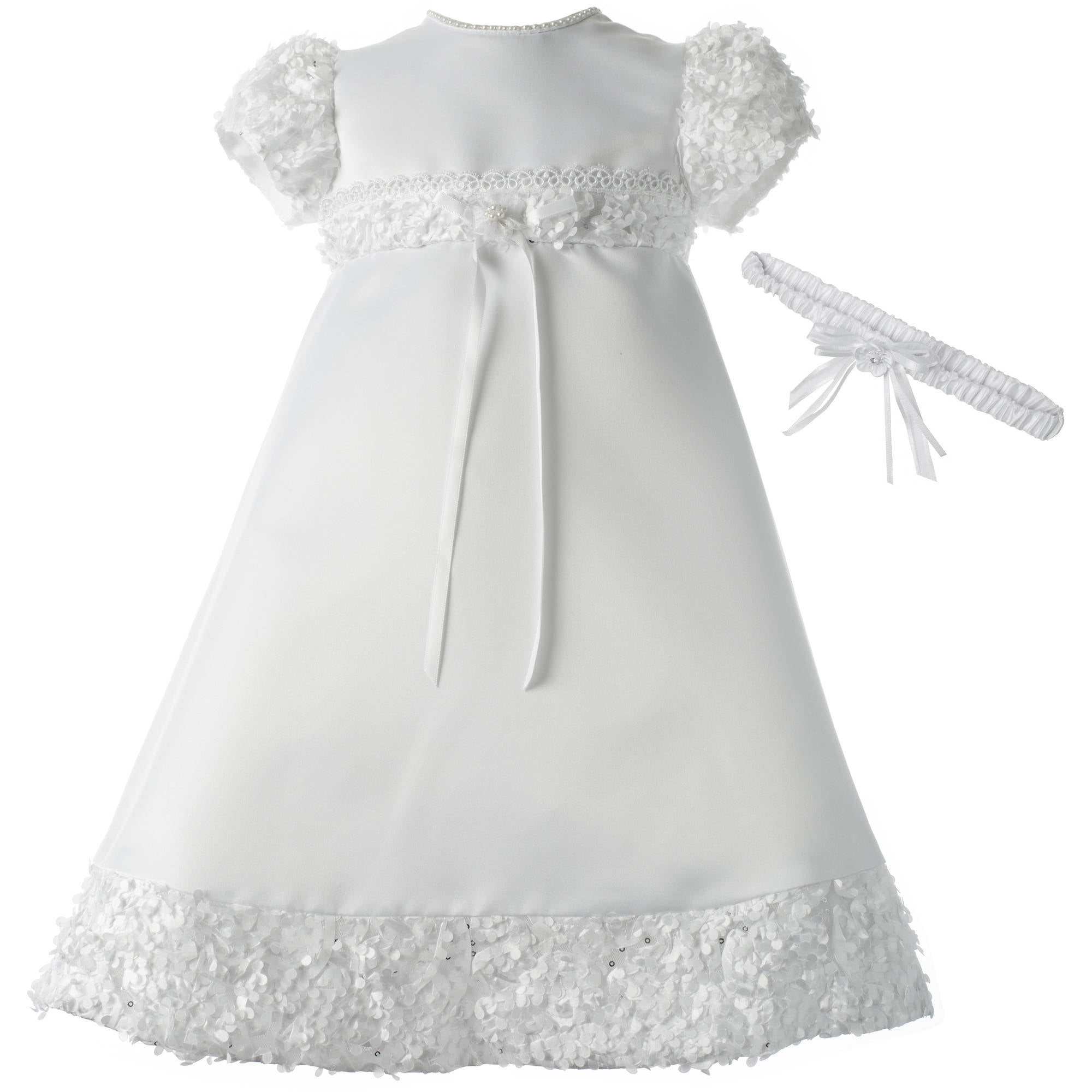 Glamulice Baby-Girls Newborn Satin Christening Baptism Floral Embroidered Dress Gown Outfit