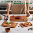thumbnail image 6 of Vesteel 3-Pieces Wood Cutting Board, Bamboo Chopping Board Set for Kitchen with Deep Juice Groove, Wooden Charcuterie Board for Meat Vegetables and Fruits, Brown, 6 of 8