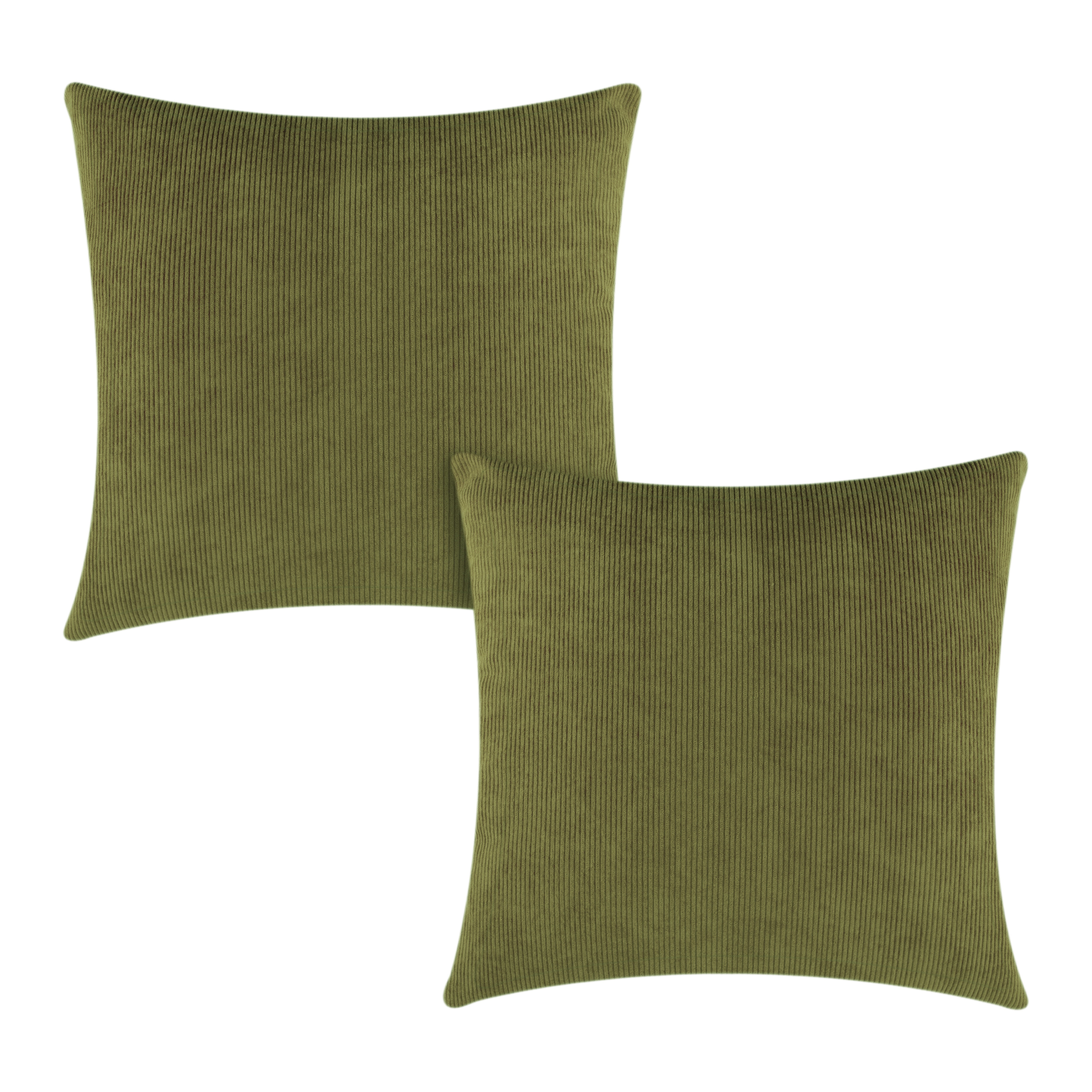 Mainstays Corduroy Pillow Cover 18''x18'', Olive Green, 2 pack