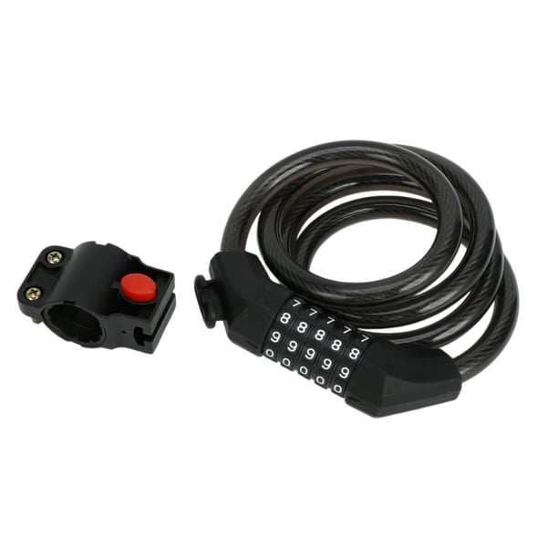 Candado de bicicleta ajustable Unique Bargains, candado de cadena de bicicleta, candado de cable de bicicleta reiniciable de 5 dígitos, aleación de zinc, ABS, 133 cm, negro, 1 pieza
