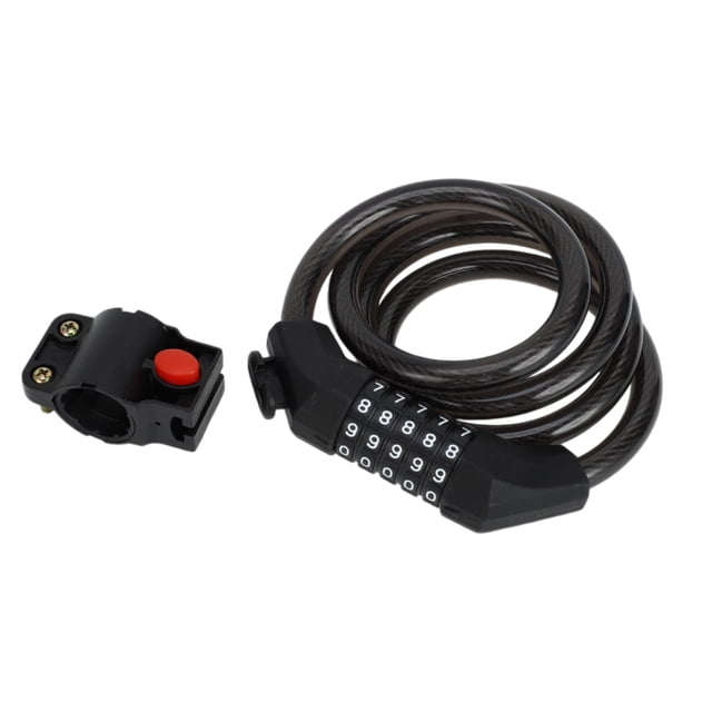 Candado de bicicleta ajustable Unique Bargains, candado de cadena de bicicleta, candado de cable de bicicleta reiniciable de 5 dígitos, aleación de zinc, ABS, 133 cm, negro, 1 pieza