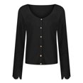 thumbnail image 4 of Blusa de encaje con botones y camisa dividida de manga larga con cuello en O para mujer Fridja  fhghd319, 4 of 5
