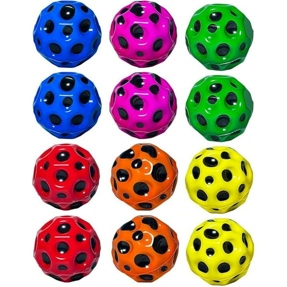 LQQBOX Super High Bouncing Ball - Lunar Crater Bouncing Ball, High Rebound Galaxy Theme Gifts-Easy to Grip and Catch - for Indoor and Outdoor Use - 12 Pcs