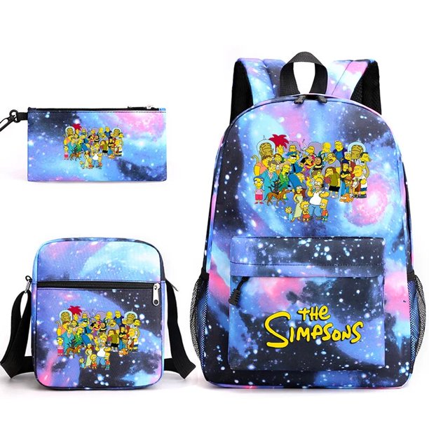 3pcs Disney Funny The Simpsons Bookbag Kids Backpack Boys Girls School bags Shoulder Bag Set Daily Backpacks Mochilas