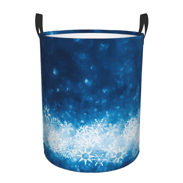 Balery Blue Glitter Sparkles Cesta de ropa redonda con asas, impermeable, independiente, para ropa, juguetes, dormitorio y familia-Medium