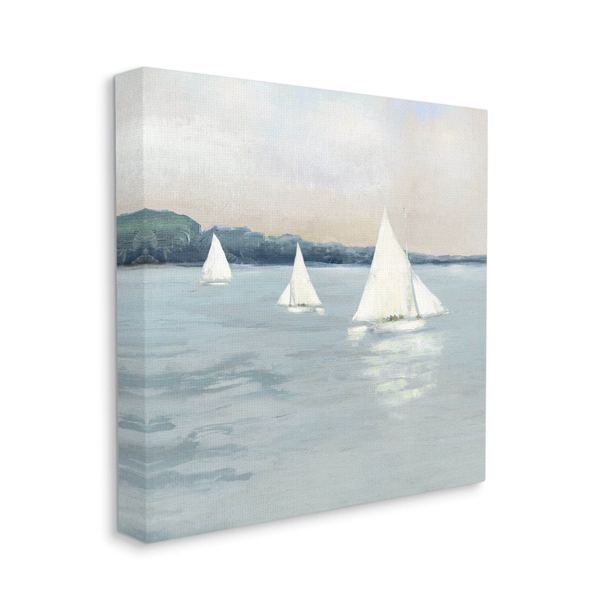 Stupell Industries Three Sailboats Nautical Seascape Coastal Painting Gallery Wrapped Canvas Print Wall Art
