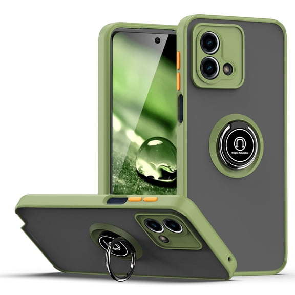 TJS Phone Case for Motorola Moto G Stylus 5G 2023, 360 Degrees Rotating Metal Ring Magnetic Support Kickstand Cover for Moto G Stylus 5G 2023 (Green)