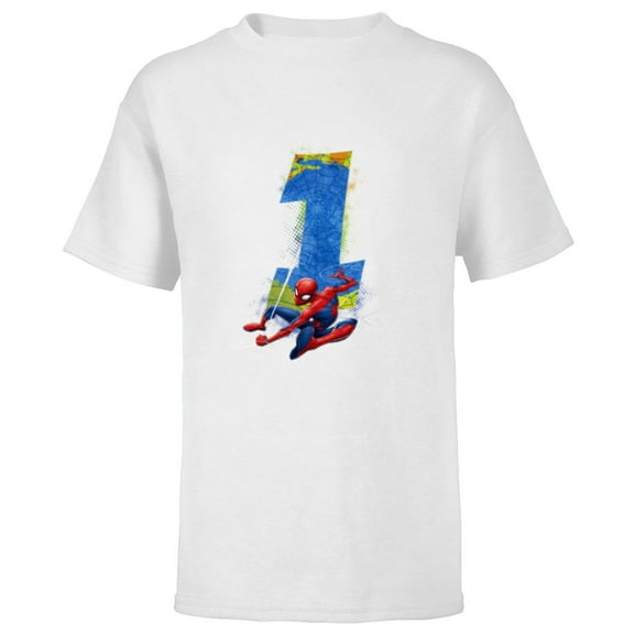 Marvel Super Heroes Spider-Man 1 Year Old First Birthday - Short Sleeve T-Shirt for Kids - Customized-White