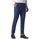 thumbnail image 5 of Pantalones de hombre Inspire Chic, de cuadros, con frente plano, cintura elástica y botón, 28 azul marino, 5 of 7