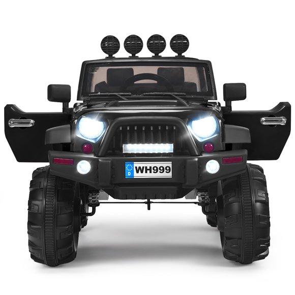 Patiojoy 12V Kids Ride on Truck 2 seats Children Electric Vehicle w/ 2.4GHz Remote Control & Retractable Handle Black
