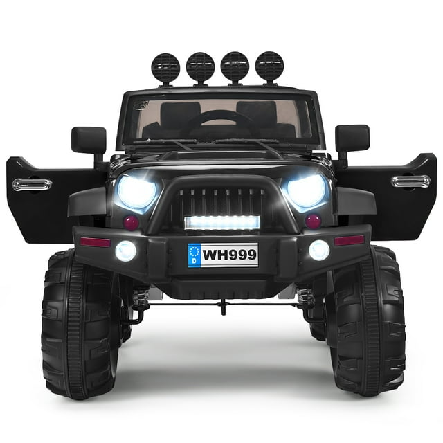 Patiojoy 12V Kids Ride on Truck 2 seats Children Electric Vehicle w/ 2.4GHz Remote Control & Retractable Handle Black