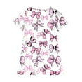 thumbnail image 5 of Riecok Girls Dresses 3-12 Years Old Crewneck Ruffle Short Sleeve Mini Dress Bow Print Trendy Vacation Outfits, 5 of 5