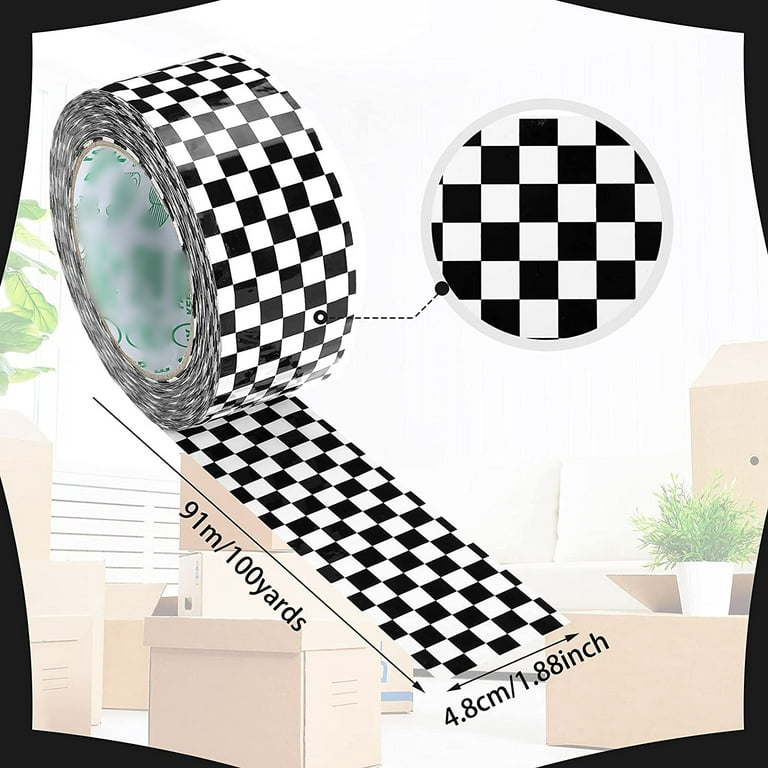 Road Kids Tape Checkered Flag Race Track Tape Race Car Track Road Kids Tape for Cars Track and Train Sets Decorative,Sticker Racetrack, Duct Tape for