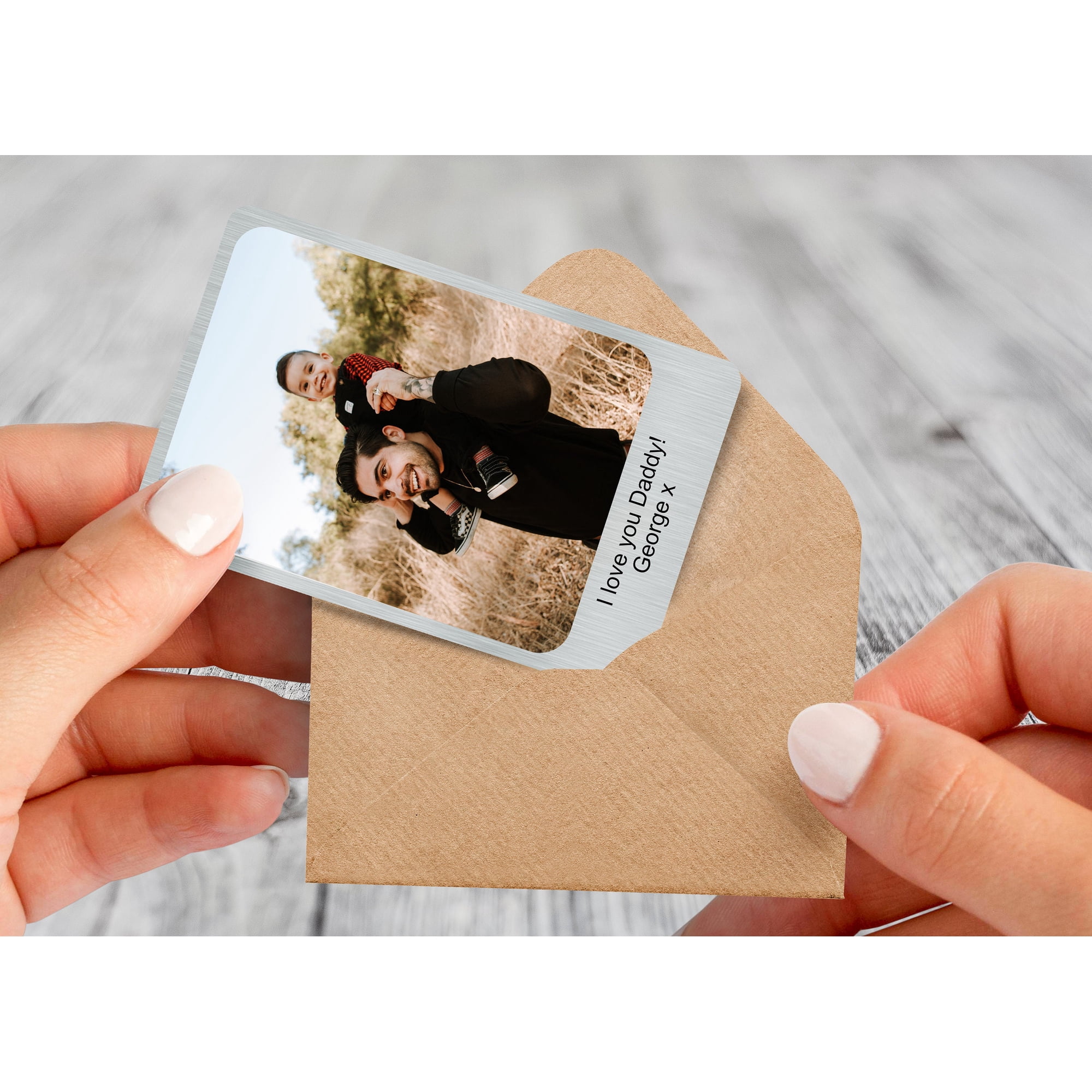 Personalised Metal Wallet Photo Card for Dad Husband Grandad Gift / First Father s Day Keepsake Custom Christmas Present Him Gift For Dad