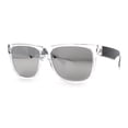 thumbnail image 4 of Colored Mirror Oversized Clear Frame Horn Rim Hipster Rectangle Plastic Sunglasses Silver Mirror, 4 of 6