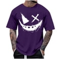thumbnail image 2 of Blusas y camisas de manga corta con cuello redondo para hombre, blusas casuales de verano a la moda con cuello redondo y estampado para hombre., 2 of 4
