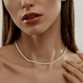 thumbnail image 3 of Tennis Necklace for Women, 14K Gold Plated/Sterling Silver Cubic Zirconia Tennis Chain, Dainty Rhinestone Choker Necklaces for Women Jewelry, 3 of 6