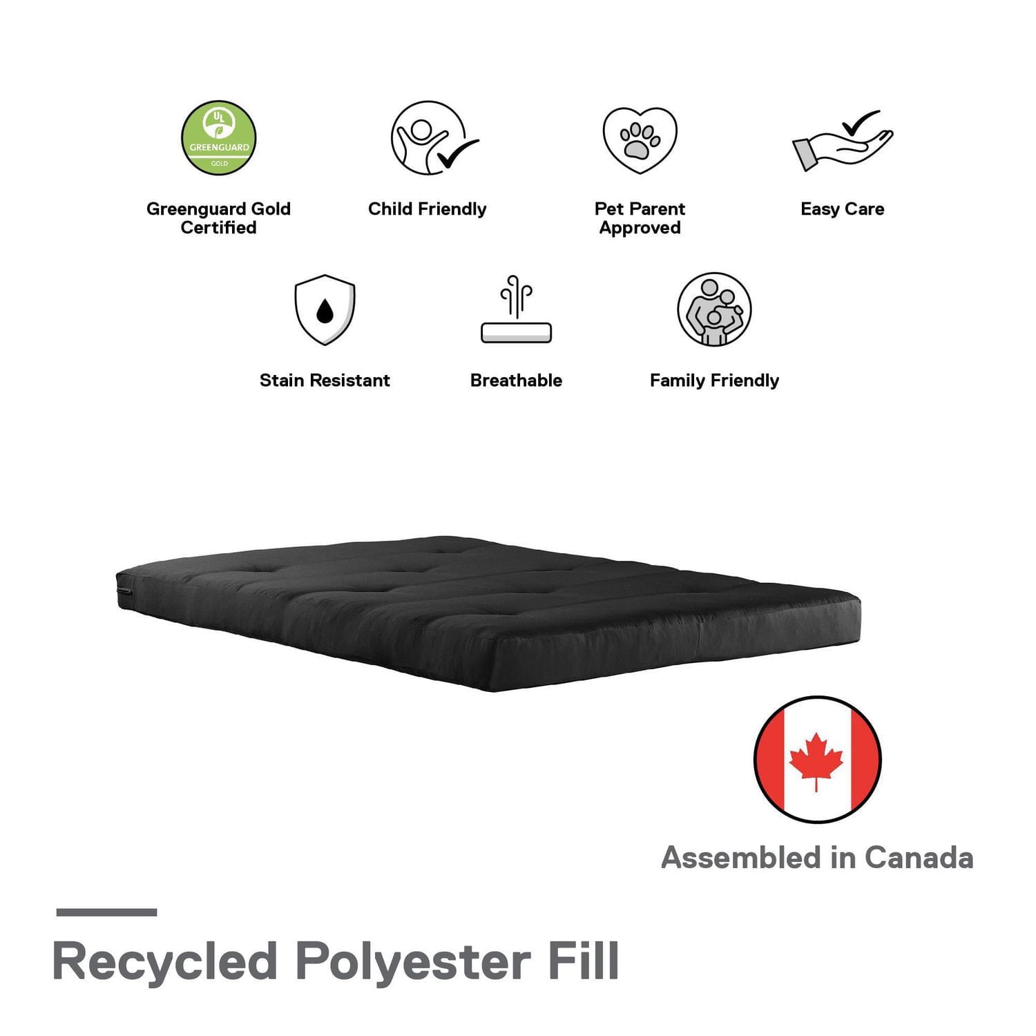 Kali 6 inch Thermobonded High Density Polyester Fill Futon Mattress, Full