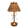 thumbnail image 4 of Cordless Rattan Table Lamp,Small Wicker Lamp,Vintage Boho Desk Lamp,Rechargeable LED Reading Light,Touch Lamps for Nightstand Farmhouse Office,Orange-brown PC Shade, 4 of 7