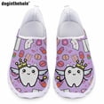 thumbnail image 1 of Doginthehole - Zapatos de enfermera informales a la moda para mujer, nuevos, ligeros, cómodos, de malla transpirable, zapatos planos con estampado de dientes de dibujos animados, 1 of 5