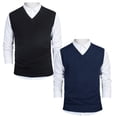 thumbnail image 1 of TOPTIE 2 Pack Window Clerk Sweater Vests For Men, Work Uniform Cotton V-Neck Sweater Vests-Black Navy-2XL, 1 of 8