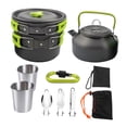 thumbnail image 4 of Kit de utensilios de cocina para acampar, olla ergonómica, sartén, hervidor para barbacoa, cocina al aire libre, picnic Verde, 4 of 8