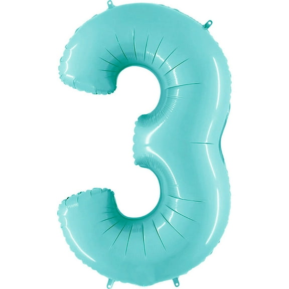 40 inch Number 3 - Light Blue Foil Mylar Balloon - Party Supplies Decorations