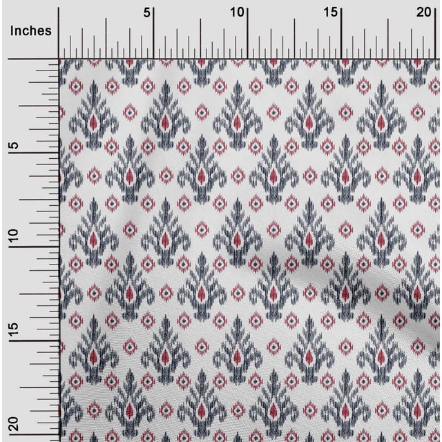 oneOone Georgette Viscose Fabric Diamond & Swirl Ikat Print Fabric BTY 42 Inch Wide
